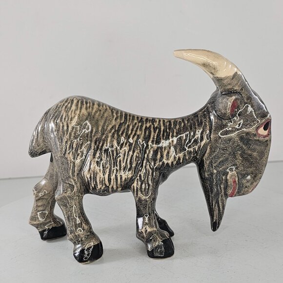 Ceramic Oscar The Billy Goat Figurine Gray Painted - Picture 2 of 9